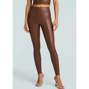 Commando Faux Leather Leggings Cocoa Brown High Rise Stretch Size S SLG01